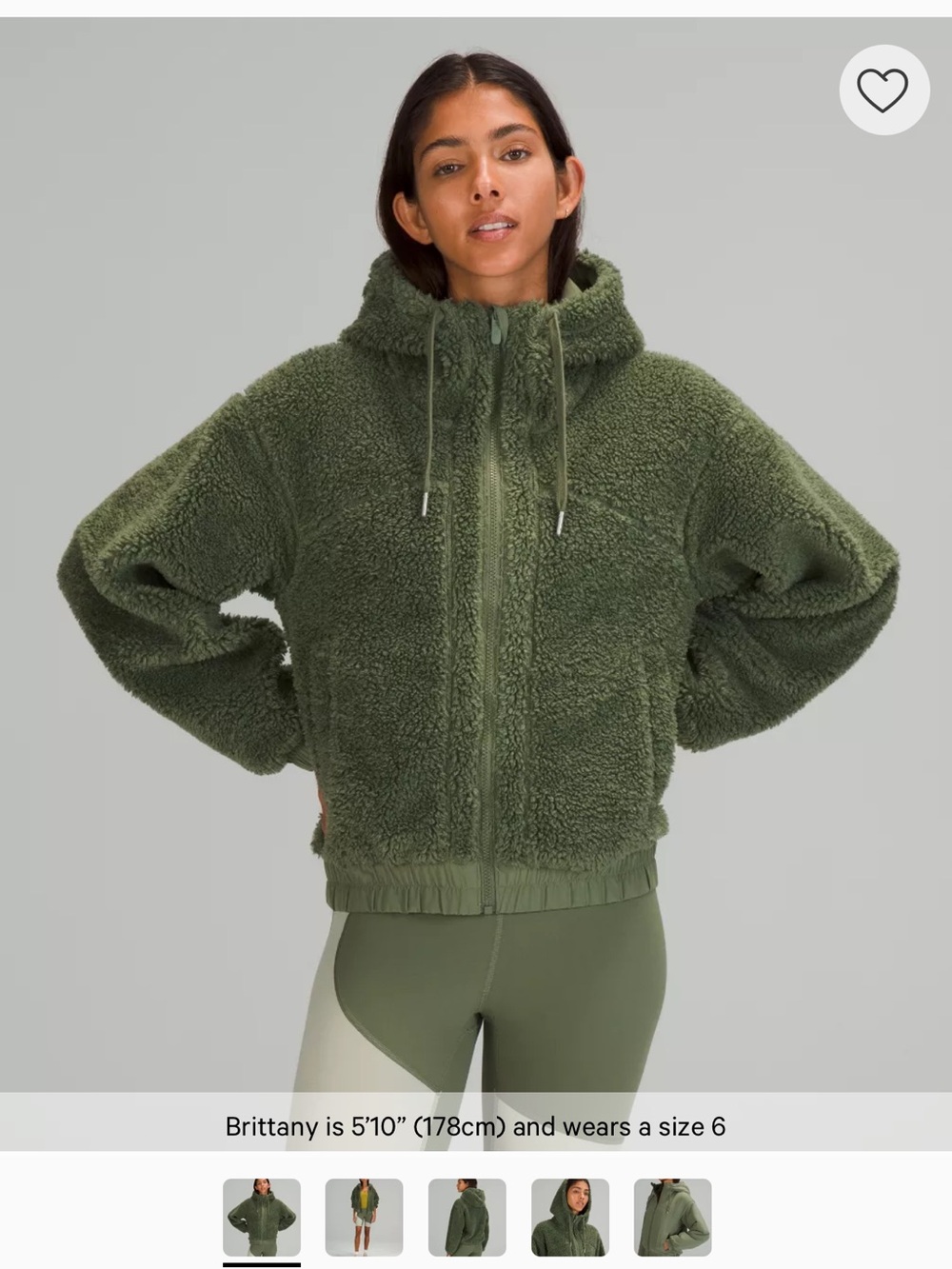 Lululemon Reversible Jacket Olive Green Sherpa Small